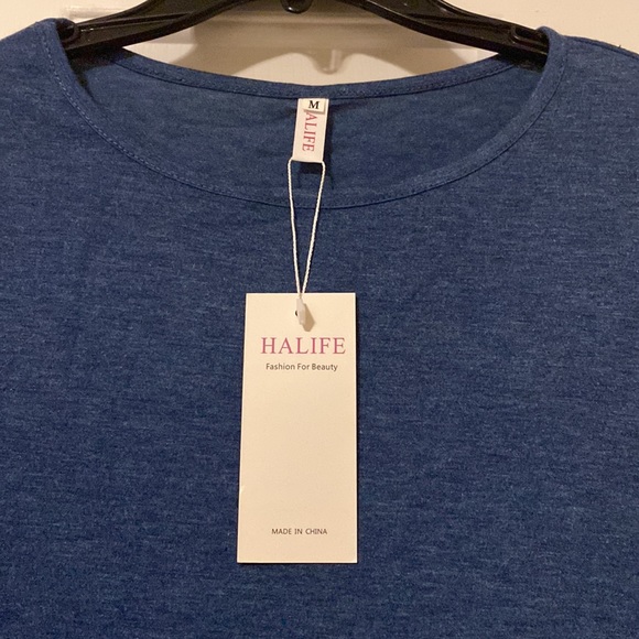 Halife Women Casual Loose Crew Neck Long Sleeve T-Shirt Swing Dress with Pockets - Picture 5 of 6